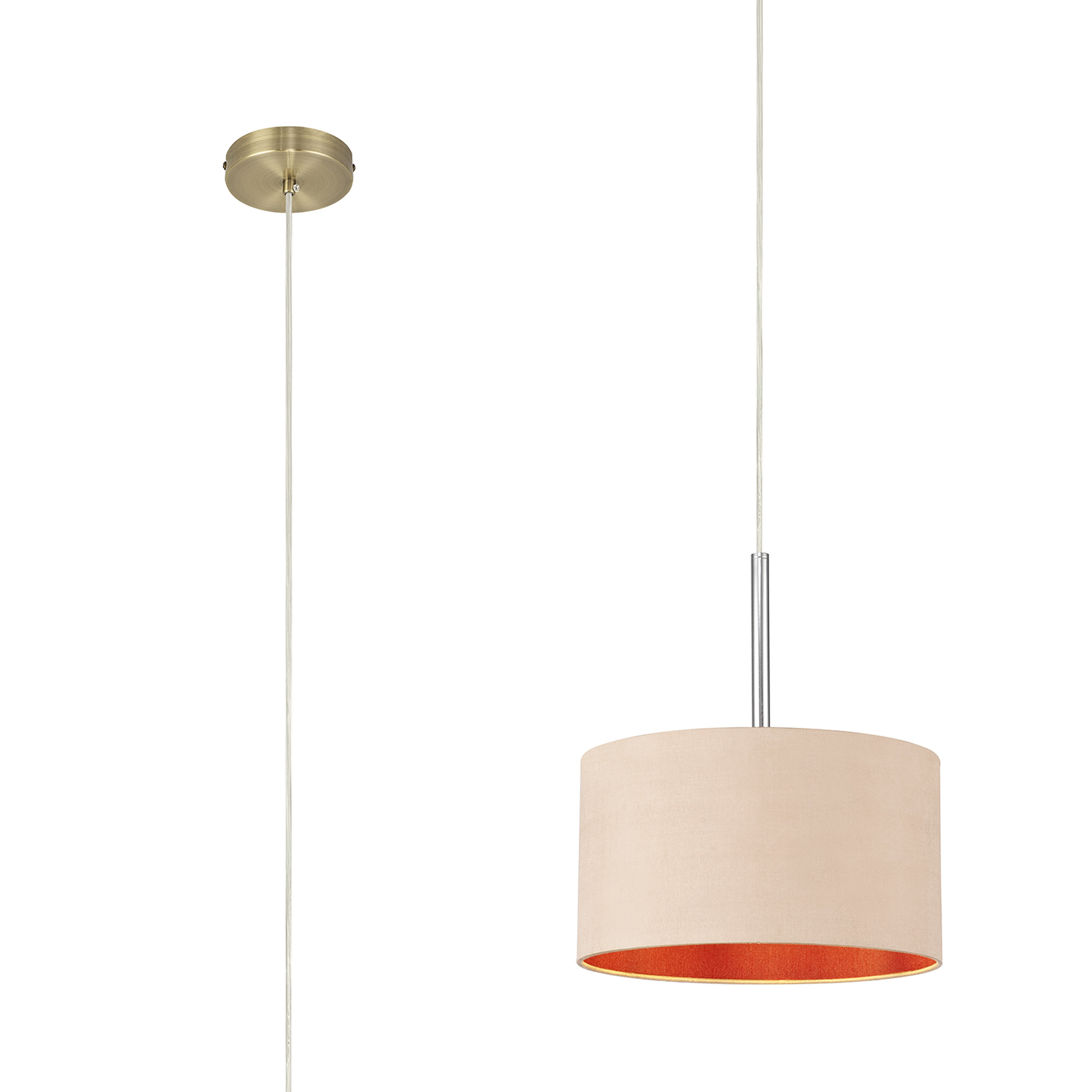 DK0204  Baymont 30cm Pendant 1 Light Antique Brass, Antique Gold/Ruby